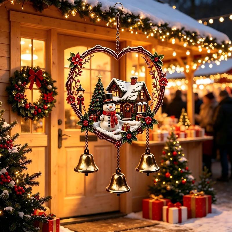 Weihnachtsmann Rentier Windspiel Robust 3 Glocken Weihnachtsanhänger Festlicher Feiertags-Hängeornament