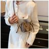 Trendy Color Block Mini Bucket Bag For Girls  Cute PU Leather Crossbody Bag Lightweight Drawstring Shoulder Bag For School Parties