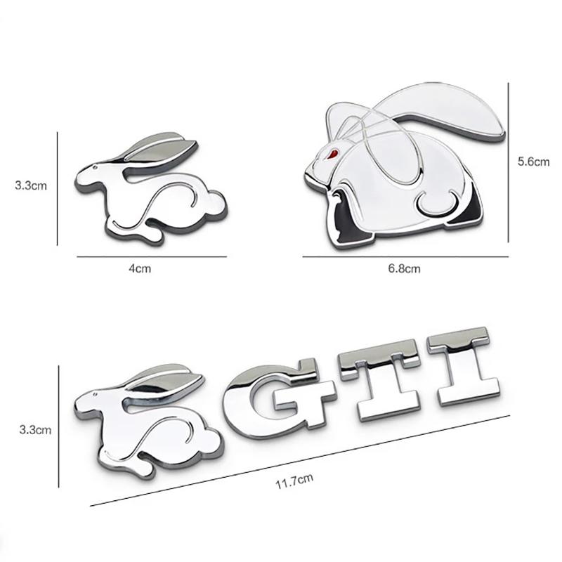 For VW Volkswagen Jetta MK5 Golf 3D Metal Car Sticker Rabbit Badge Decal Accessories For Volkswagen GTI R-Line R Polo T5 Golf Pa