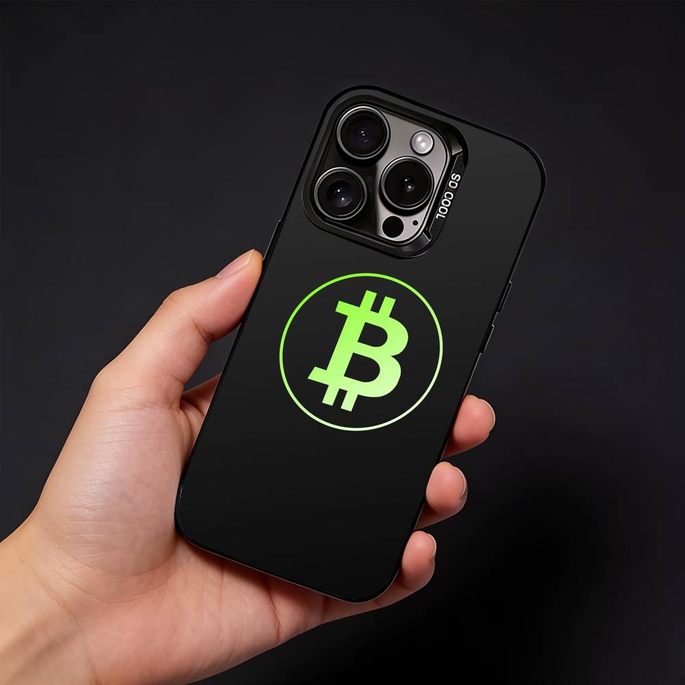Bitcoin Phone Case For iPhone17, 16,15,14,13,12 Pro Max Black Candy Matte Shockproof Cover