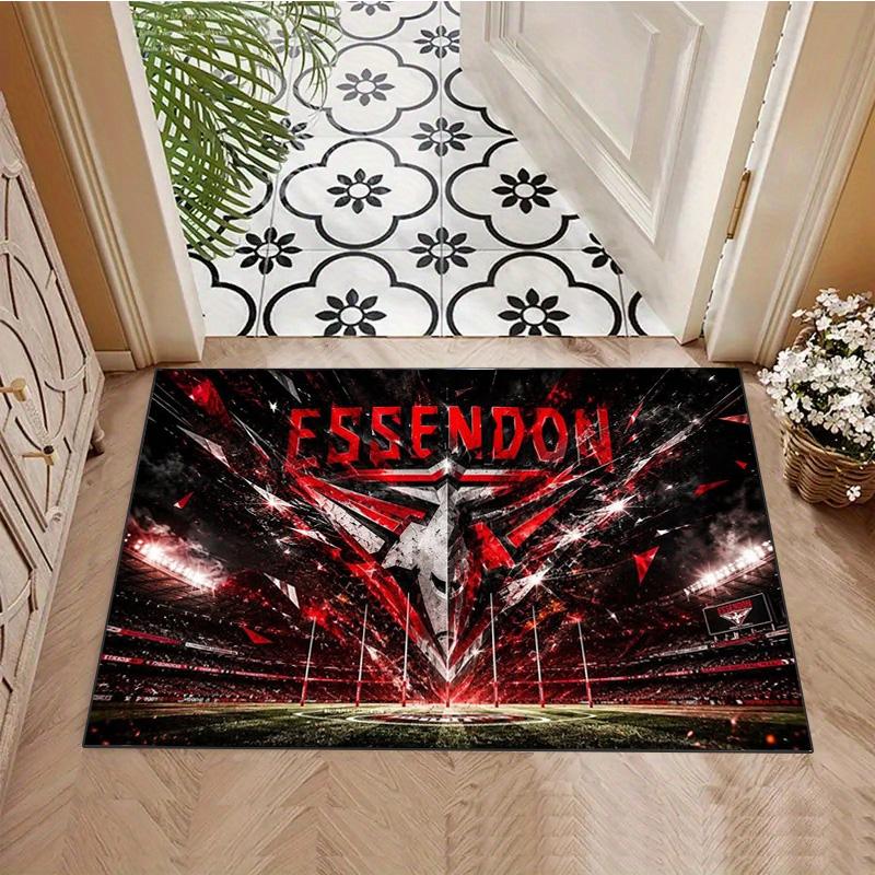 Essendon Football Club Stadium Red Flame Bomber Logo Print Area Rug Aussie Rules Football Floor Carpet Sports Fan Living Room Bedroom Home Decor Mat