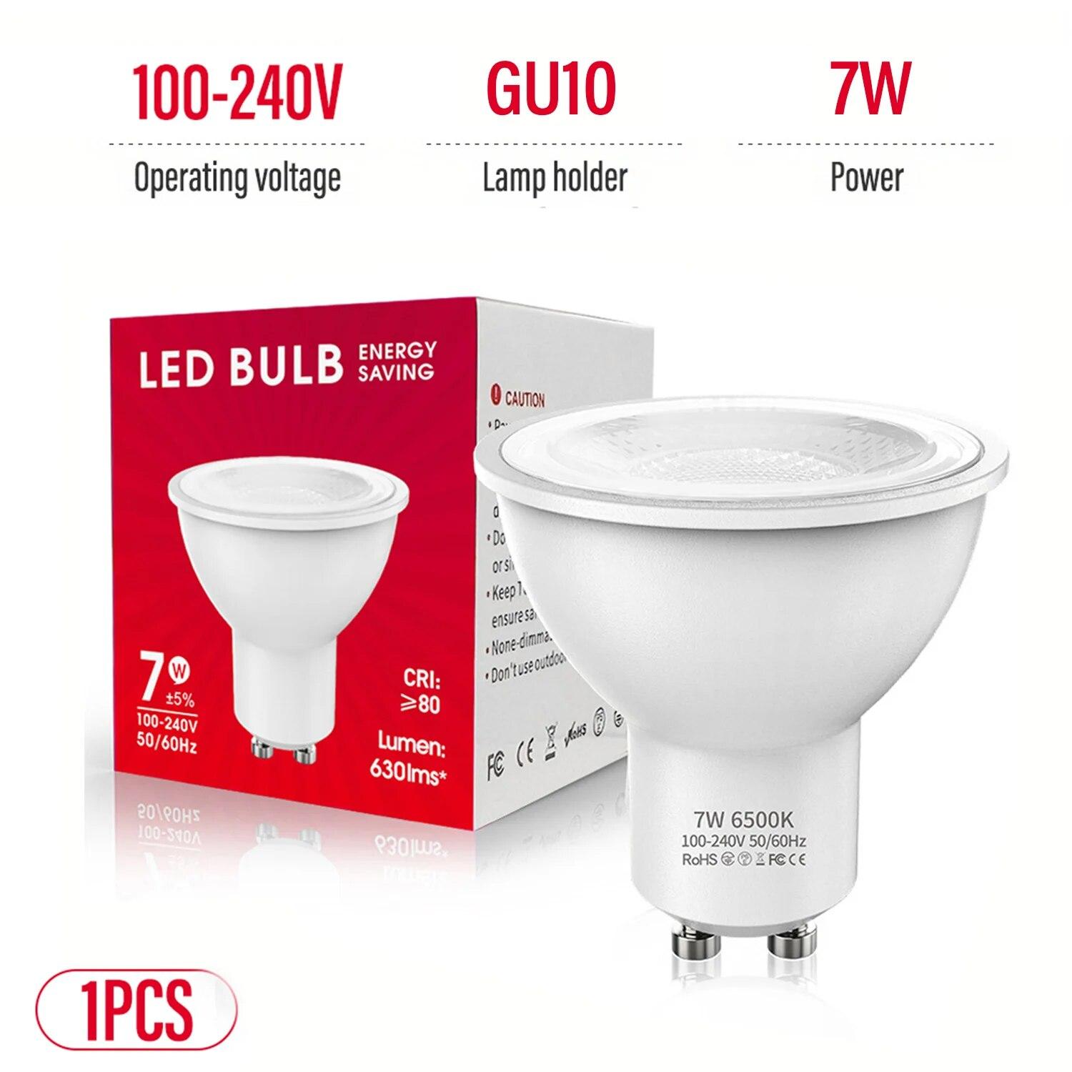 

Светодиодная лампа GU10, 7 Вт, трековая лампа, 6500 К, холодный белый свет, 630 люмен, сменная светодиодная лампа, форма MR16, для встраиваемого трекового освещения