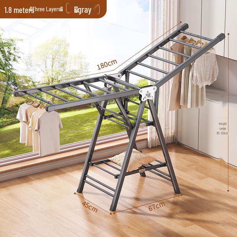 Adjustable Foldable Clothes Drying Rack for Indoor/Outdoor Use - Ideal for Bedroom, Balcony, and Baby Items.
