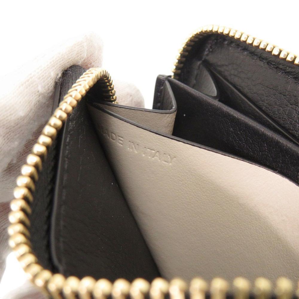 Used AUTHENTIC MOREAU PARIS Zip Mini Wallet coin purse Black Leather