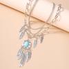 Pack of 2 Ethnic Turquoise Feather Chokers with Antique Alloy Finish Adjustable Length Bohemian Fashion Accessories
