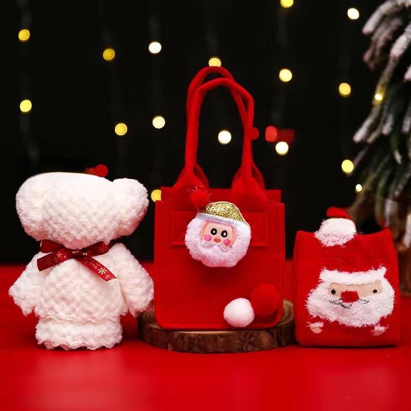 Mini Christmas Gifts Bag Fruit Tote 10cm Bag Gift For Home Decor Candy Box Gift Children Felt Wrapped Christmas Eve Supplies