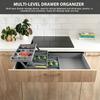 Expandable 2-Tier Drawer Organizer Multi-Compartment Storage Box with Dividers for Kitchen Makeup Office Bathroom Space-Saving