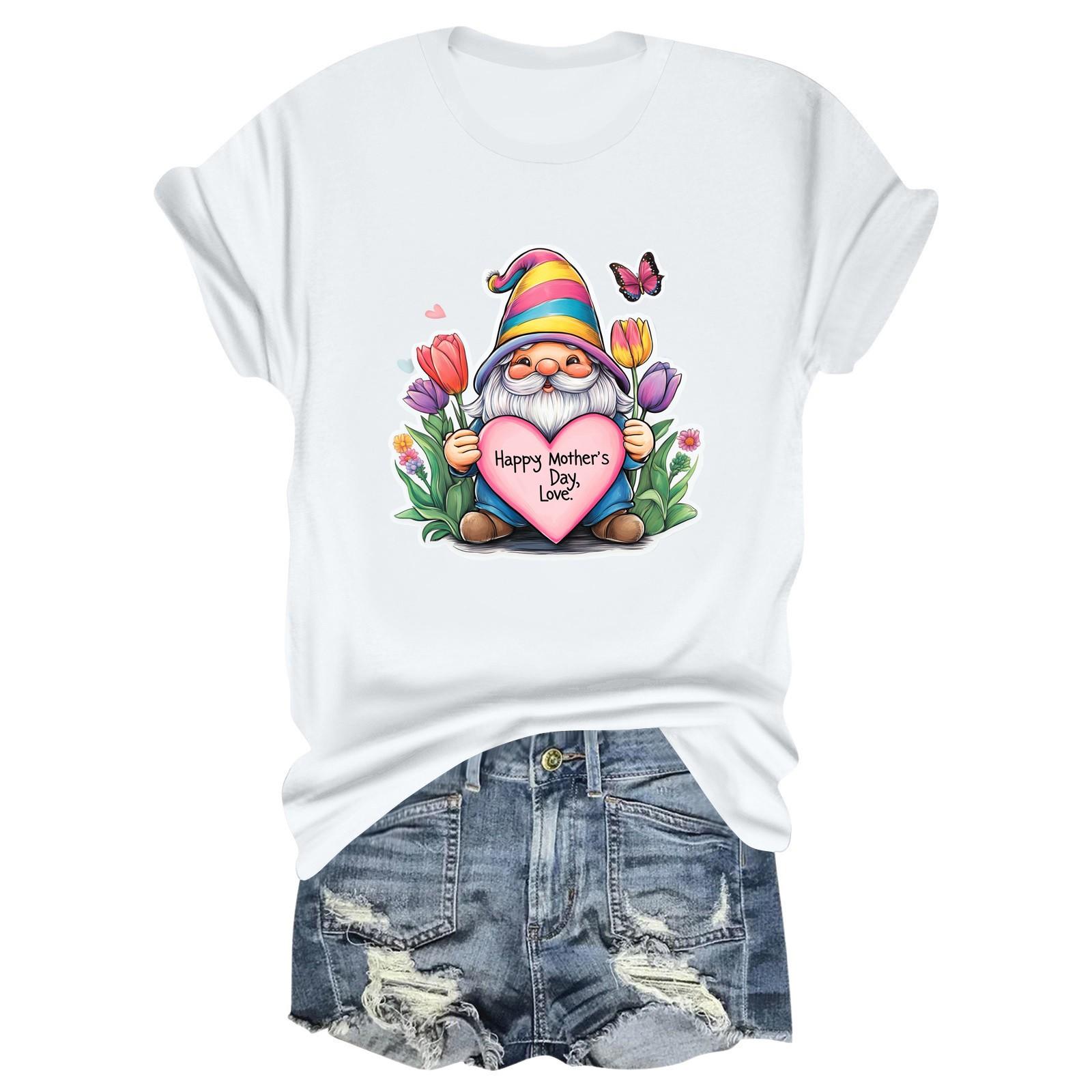 

С ДНЕМ МАТЕРИ ЛЮБОВЬ Женская повседневная свободная футболка с принтом ко Дню матери, круглый вырез, пуловер, короткий рукав, топ XL белый