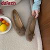 Mode Damen Flache Schuhe Schmetterlingsknoten Damen Ballerinas Mit Schuhen Quadratische Zehenpartie Mode Flock Damen Ballerinas Slipper Schuhe neu