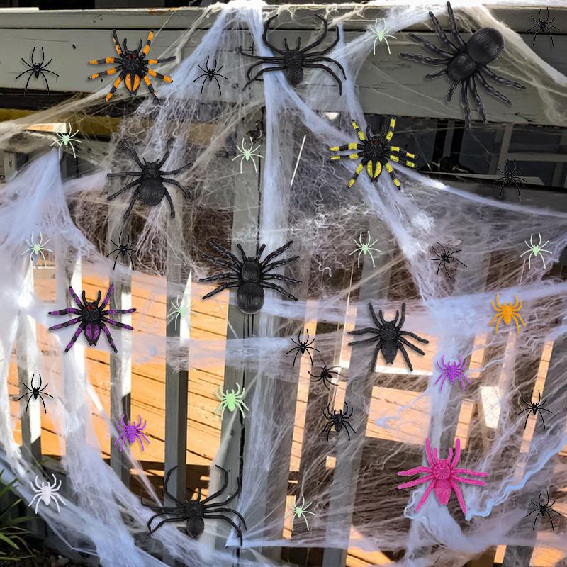 45/70Pcs Realistic Plastic Spiders Kit Halloween Party Trick Prank Toy Props Home Indoor Outdoor Spider Web Decoration Kids Gift