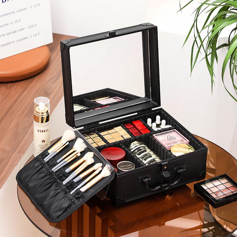 

2023 Pro Makeup Artist Box: Portable LED Mirror with Lights & Large Storage Capacity