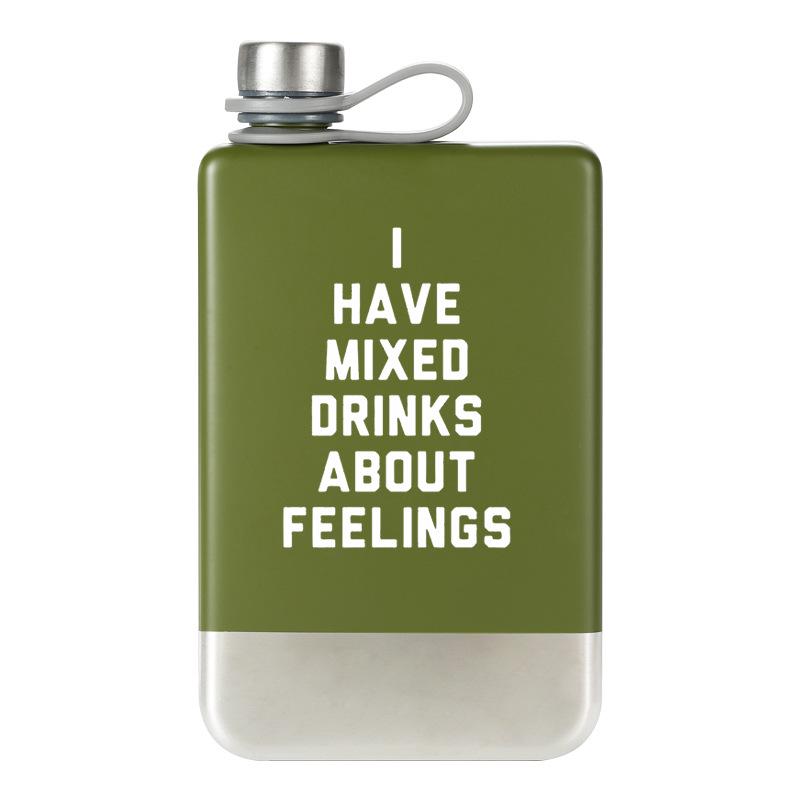 Silver Green Black White Whiskey Flask - Portable, Food Grade 304 Stainless Steel