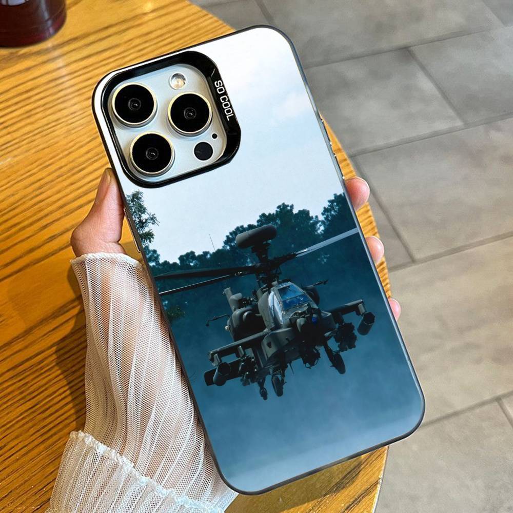 Apache AH-64 Helicopter Gunships Phone Case For iPhone 16 17 15 14 12 13 Pro Max Black Color Shockproof Cover