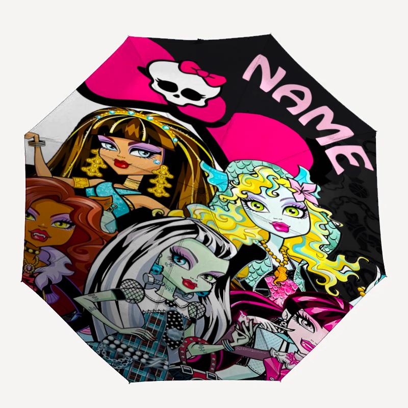 Personalized Name Monster High Draculaura Print Umbrella - Automatic Open/Close, Eight-Rib Durable Frame, Automatic Folding Umbrella