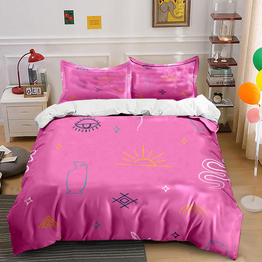 Stylish Abstract Pink Design Set  Kid'S And Adults' Bedroom Decor, Exquisite Three-Piece Bedding Set Gift