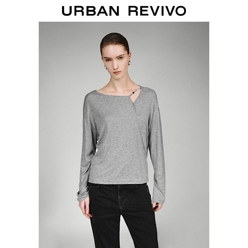 UR 2026 Women s Casual Off-Shoulder Beaded Long Sleeve Top XL