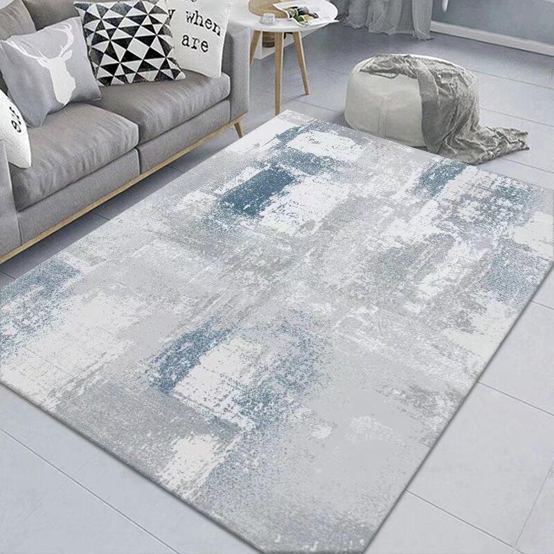 Simple Abstract Carpet, Living Room Sand Room Bedroom Dirt-Resistant Carpet, Large Area Crystal Velvet Floor Mat