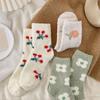 Flower Strawberry Coral Fleece Socks Thickened Warm Socks Women Cute Floor Plush Socks  Autumn