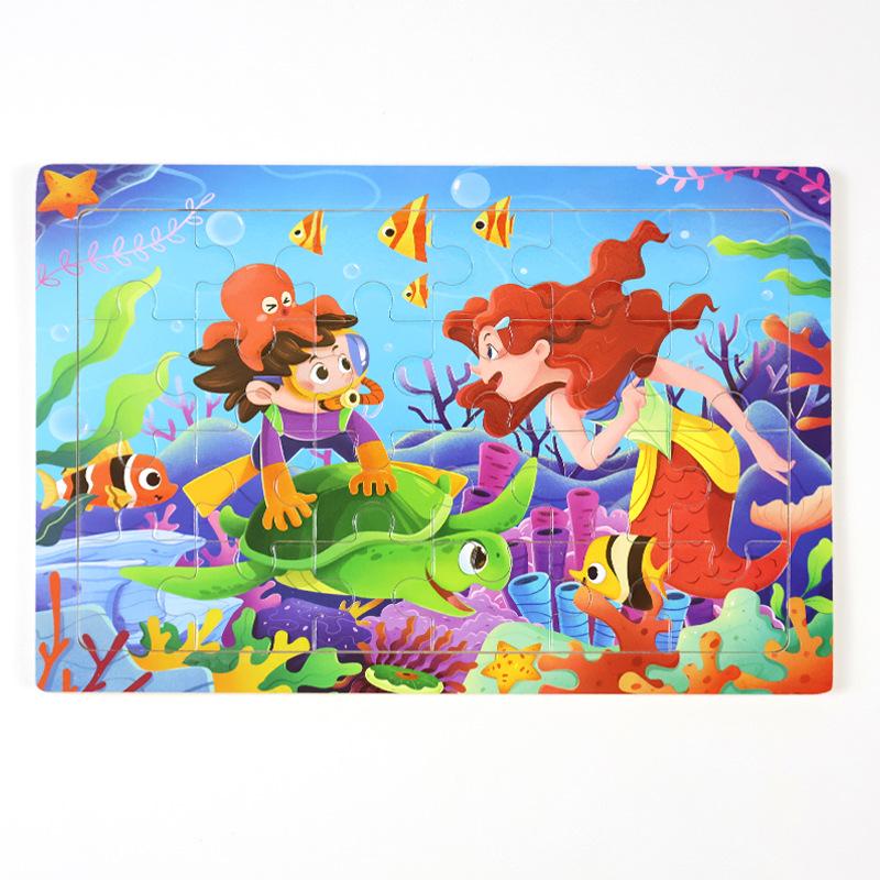 Wooden Children's Puzzles 24 Pieces Early Childhood Education Educational Toys Cartoon Animal Cognitive Puzzles