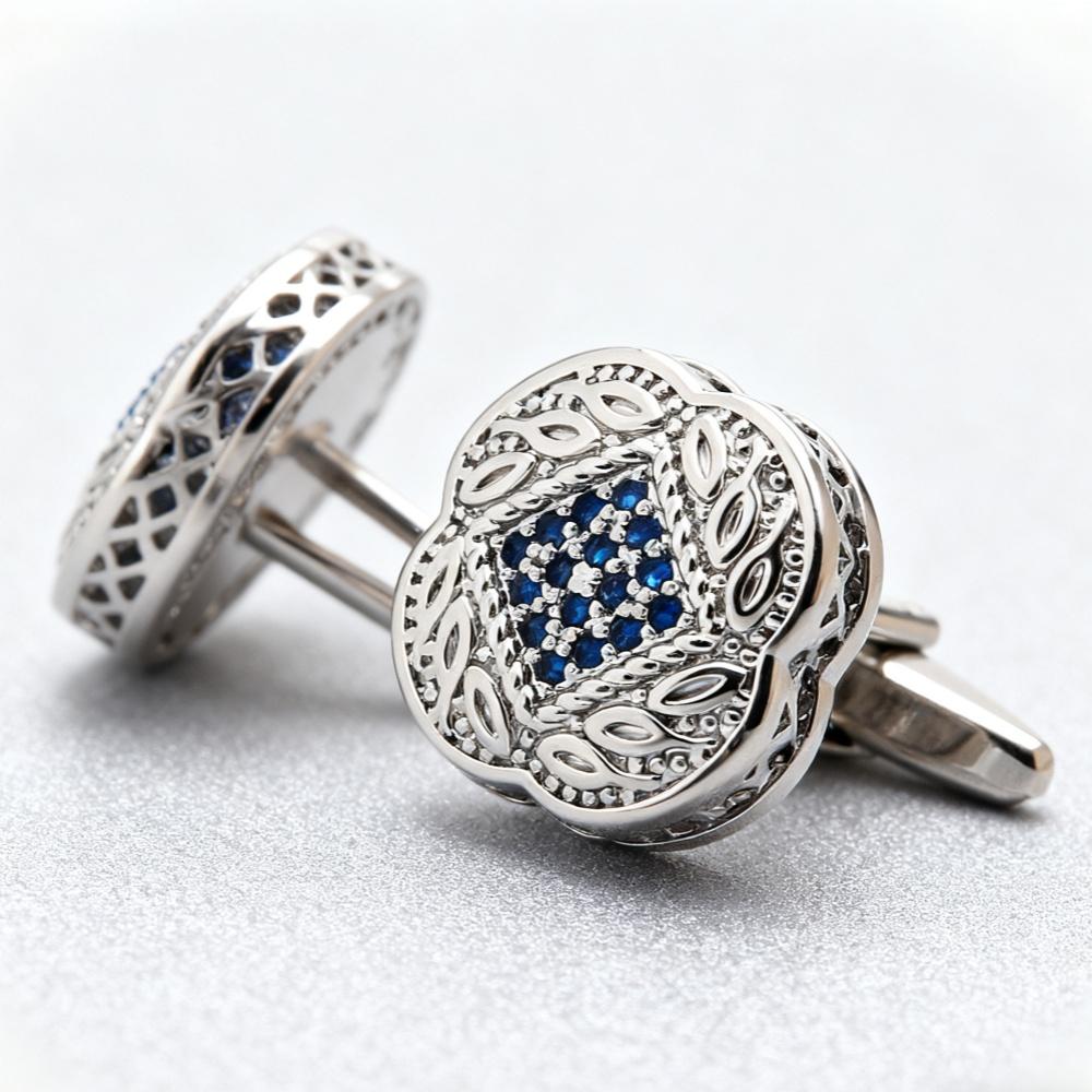 Men's Cufflink Set, White Rectangular Crystal Cufflinks, Paired with Gift Boxes.