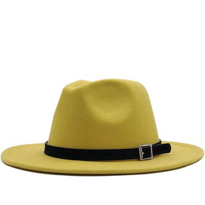 Ανδρικό Γυναικείο Καπέλο Fedora Παναμάς από Μαλλί με Φαρδύ Γείσο με Αγκράφα Ζώνης Καπέλο Τζάζ Τρίλμπυ Πάρτι Φόρμαλ Ψηλό Καπέλο Σε Λευκό, μαύρο 58-60 εκ.