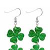 St Patricks Day Earrings Lightweight Acrylic Glitter Shamrock Earrings Sparkly Lucky Clover Dangle Drop Earrings for Women Holiday Party Accessories