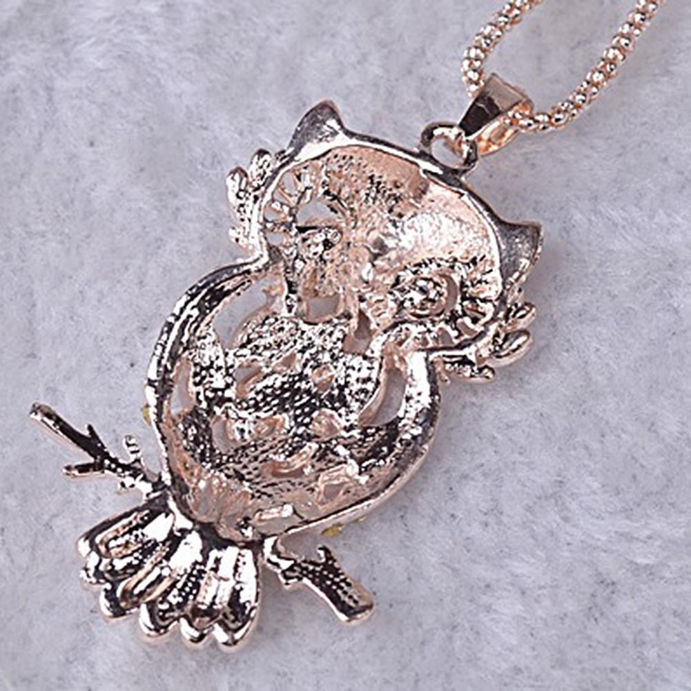 Ladies Crystal Rhinestone Opal Owl Naszyjnik Długi łańcuszek Biżuteria