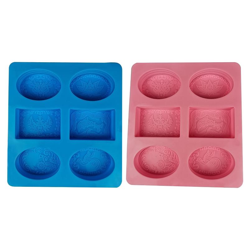 Silicone Soap Mold, 6 Cavities Soap Making Mould Mixed Patterns Hand Craft Molds for DIY Handmade Soap Great Gift