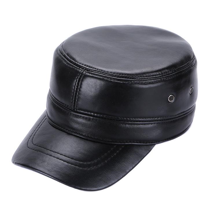 

Men s Adjustable Sheepskin Leather Duckbill Cap - Warm Autumn/Winter Hat Sheepskin with Polyester Lining (Thin)