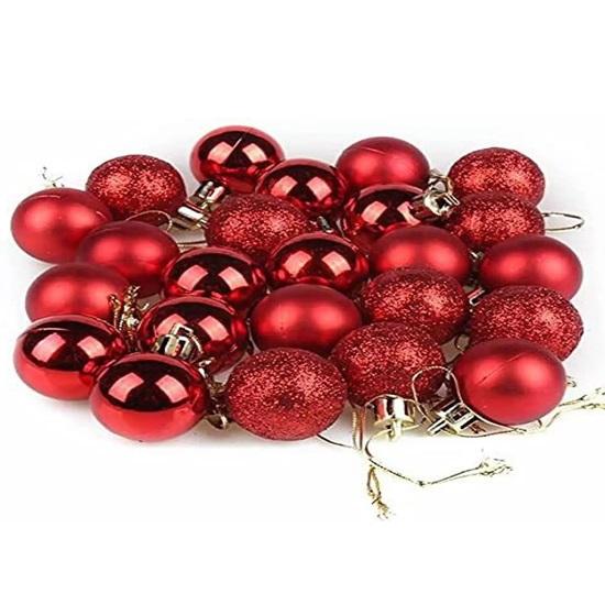 Pack of 24 Christmas Tree Decoration Items Balls Ornaments Hanging Props Xmas Accessories Plastic, 3.8 Cm Items for Home Decor Office Church