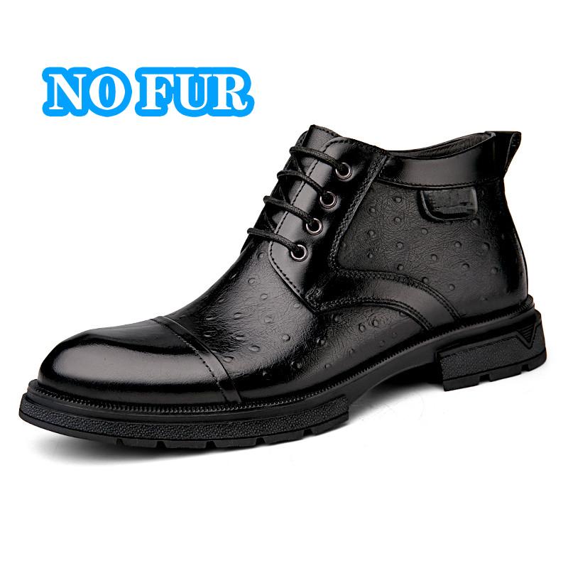 Fashion Luxury Brand Men Ankle Boots Genuine Leather Retro Lace Up Dress Boots Winter Platform Snow Boots Classic Business Walking Shoes