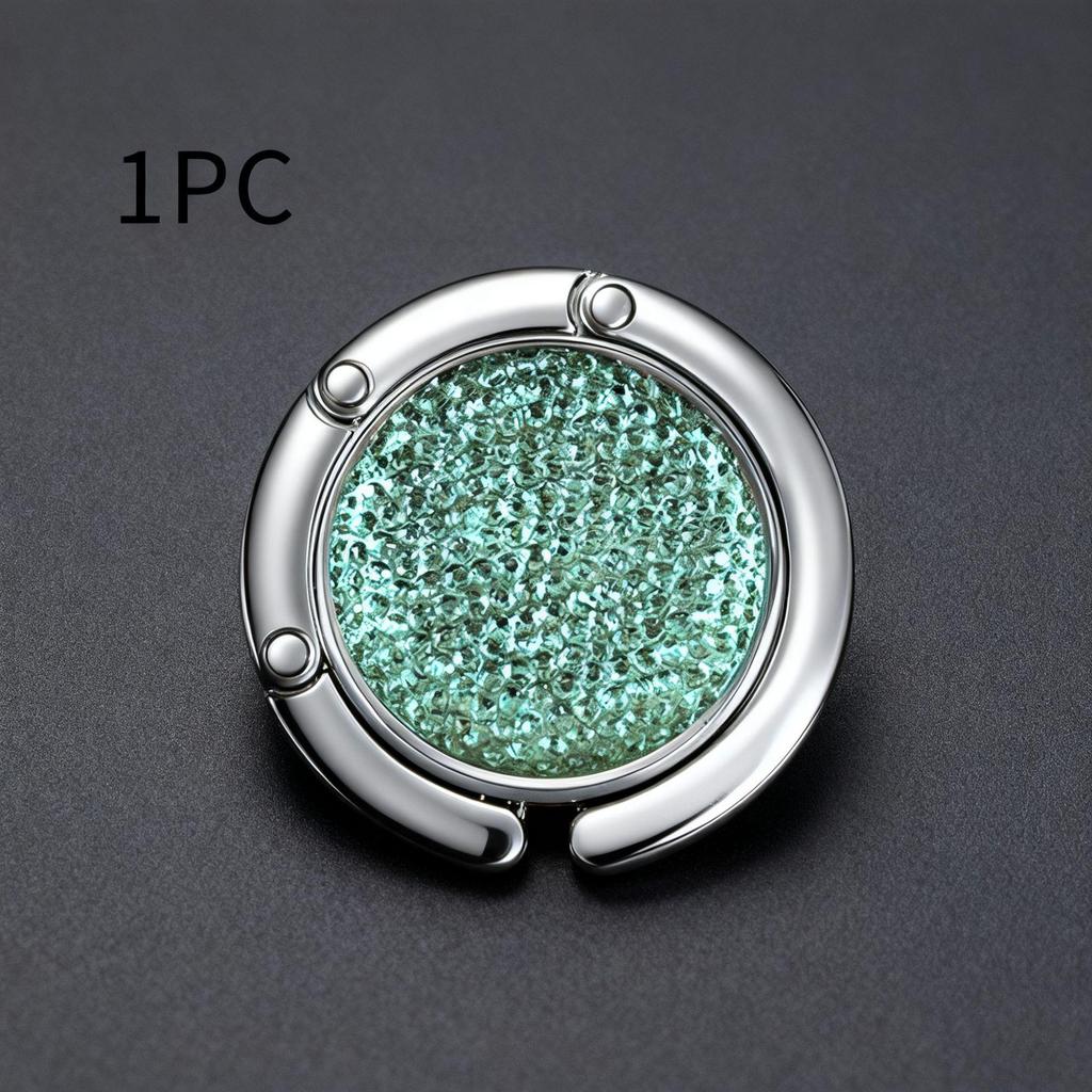 Round Rhinestone Folding Handbag Hook - Elegant Metal Purse Hanger