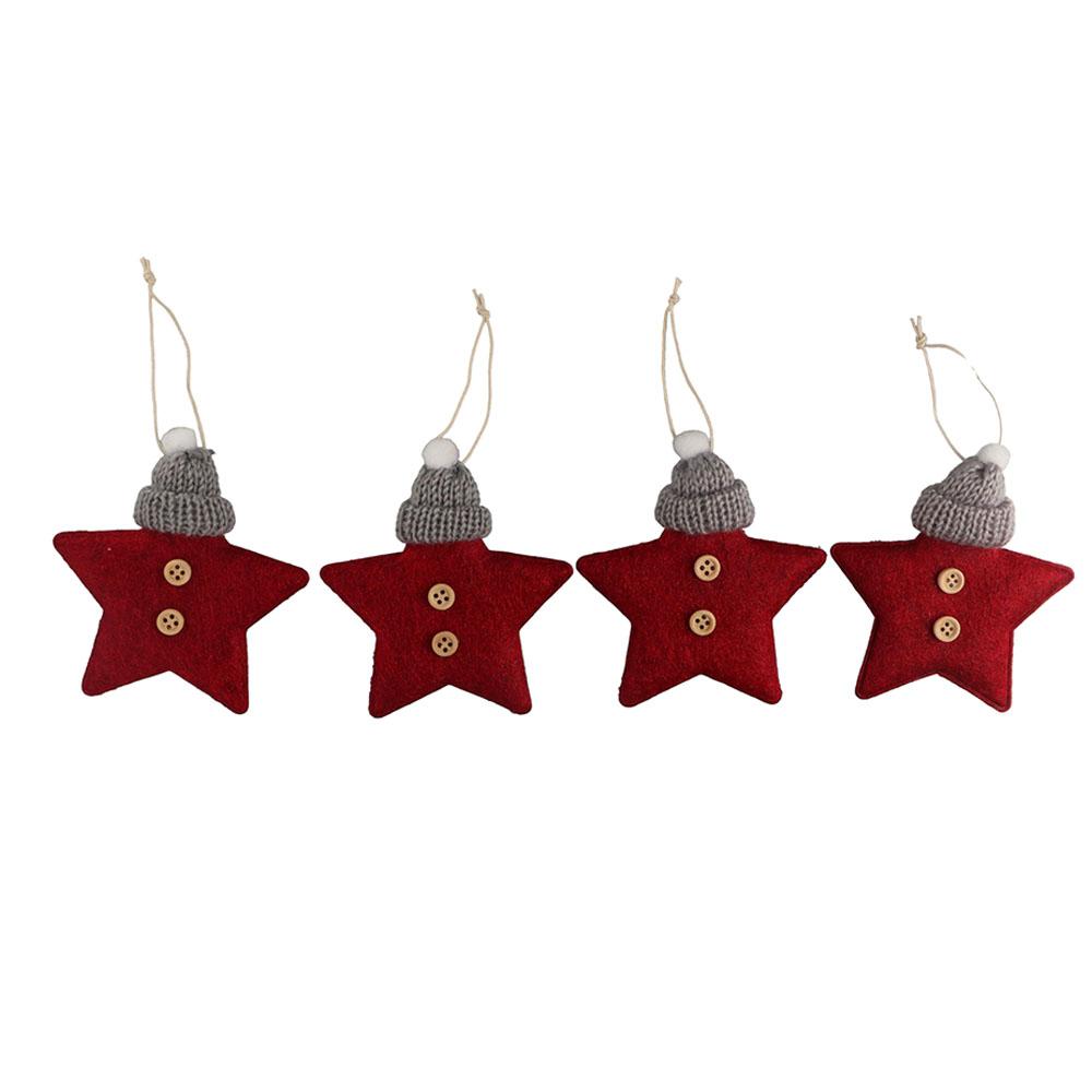 Handmade Crafts Knitted Hat Wool Felt Christmas Tree Decoration Hanging Pendant Ornaments Stars