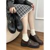 Retro Black French Heightened Platform Small Leather Shoes 2026 New Spring and Autumn with Skirt Versatile Deep Mouth Single Shoes