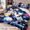 Custom Name Text 3Pcs Bedding Set Blue Lock Duvet Cover And Two Pillowcases