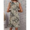 Women's Zebra Print Sleeveless Tank Dress Round Neck Summer Sundress Casual Vacation Outfit Stretchy Mini Dress