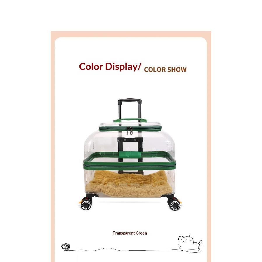 Dog Cat Transparent Bubble Carrier Airline Approved Hard Shell Portable Rolling Luggage Travel Case Dog Stroller Dog Car