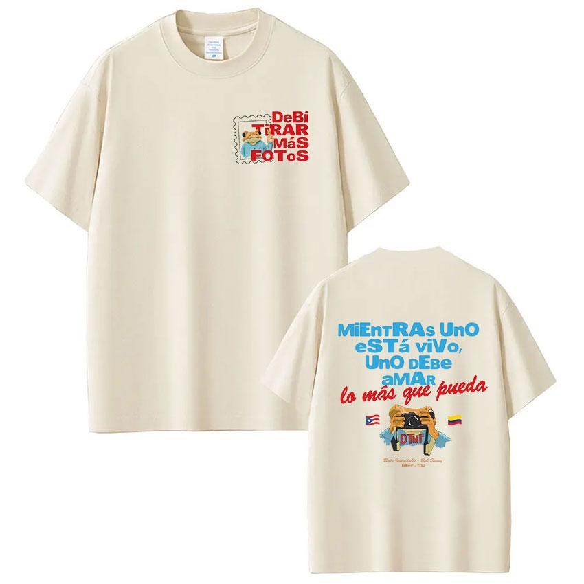Rapper Bad Bunny T-Shirt Debi Tirar Mas Fotos DTMF Welttournee T-Shirts Unisexs Unisex Mode Vintage Hip Hop T-Shirts Streetwear