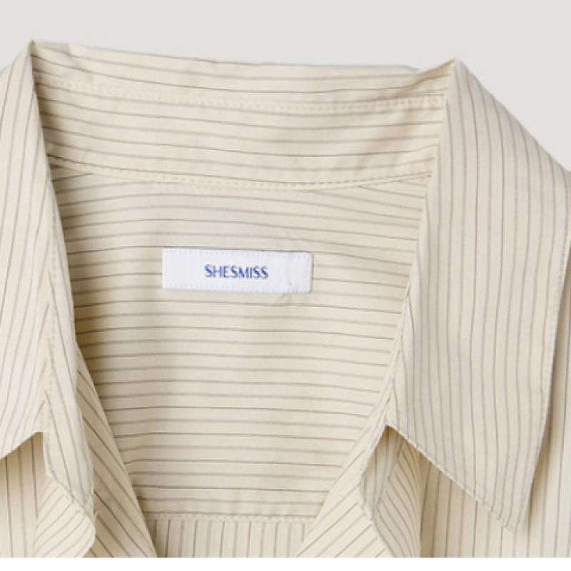 [shs Miss] Stripe Open Collar Pocket Shirt Swwstp12100