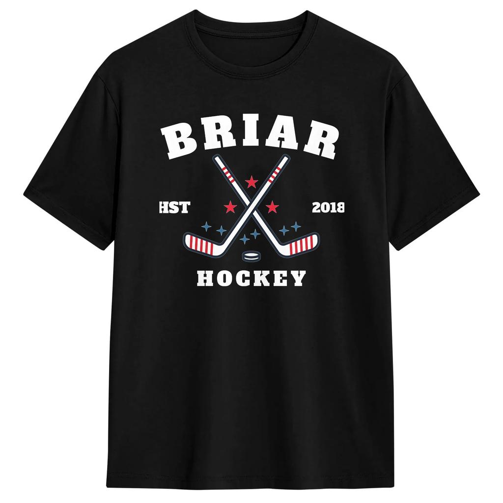 Mens T-Shirt Briar Hockey Est 2018 Off Campus T Shirts Trendy Cool Summer Tee Shirt Vintage Pure Cotton Clothes Plus Size