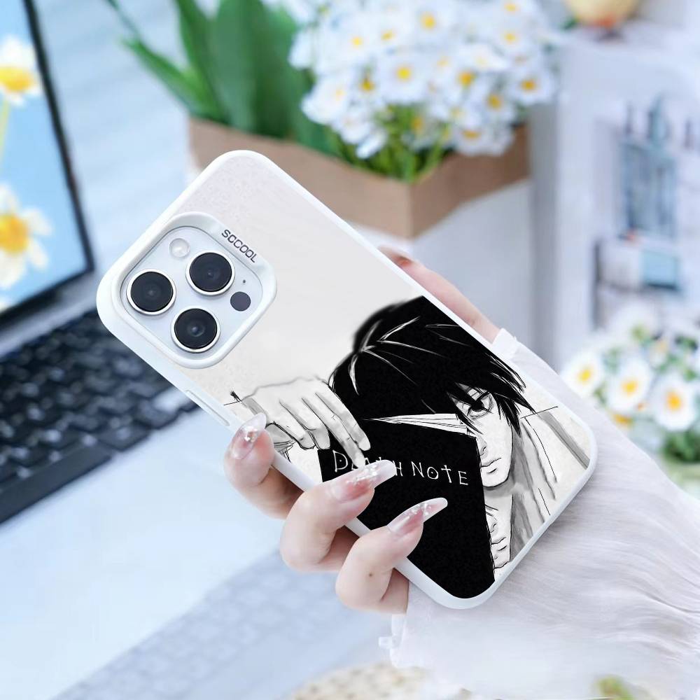 Cool Anime Character Death Note Phone Case For iPhone 16,15,14,13,12,17,Pro,MAX White Matte Shockproof Cover