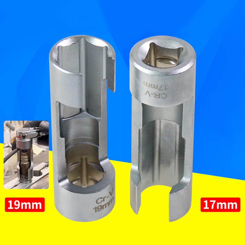 17/19mm Diesel Injector Fuels Pipe Hexagonal Opening Removal Sleeve Oxygen Sensor Wrench Pipe Socket Workshop Hand Tool