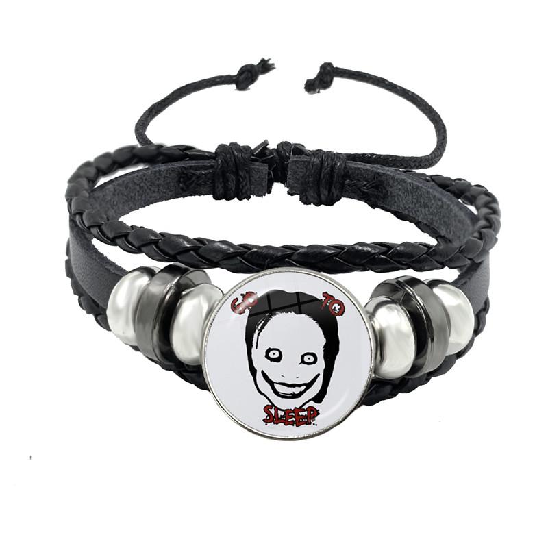 Fashion Accessory Gift For Kids Hot Creepypasta CREEPY PASTA TICCI TOBY Bracelet Glass Leather Bangle JEFF THE KILLER