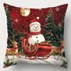 Polyester Cushion Slipcover Santa Claus & Snowman Throw Pillow Cover  for Living Room Sofa