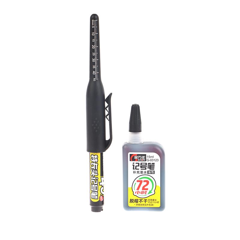 45Mm Deep Hole Marker Pens Long Nib Head Carpenter Pen Black/Blue/Red Ink Waterproof For Measuring Woodworking Hand Tools