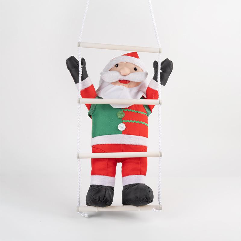 Climbing Santa Claus Christmas Decoration with Ladder and Rope for Window Display
