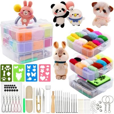 Needle Felting Kit 109PCS Set Wool Roving 36 Colors with Felt Tools and Storage Box Needle Felting Starter Kit for DIY Craft