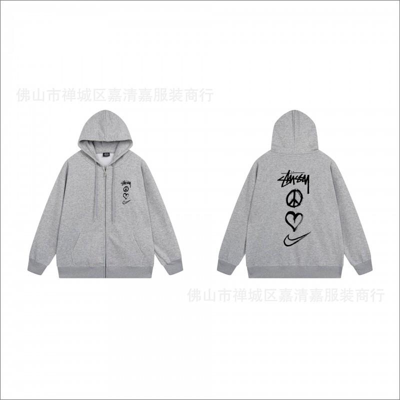 Unisex mikina s kapucí na zip s potiskem Bavlněný svetr Lehká podzimní zimní neformální svrchní oblečení