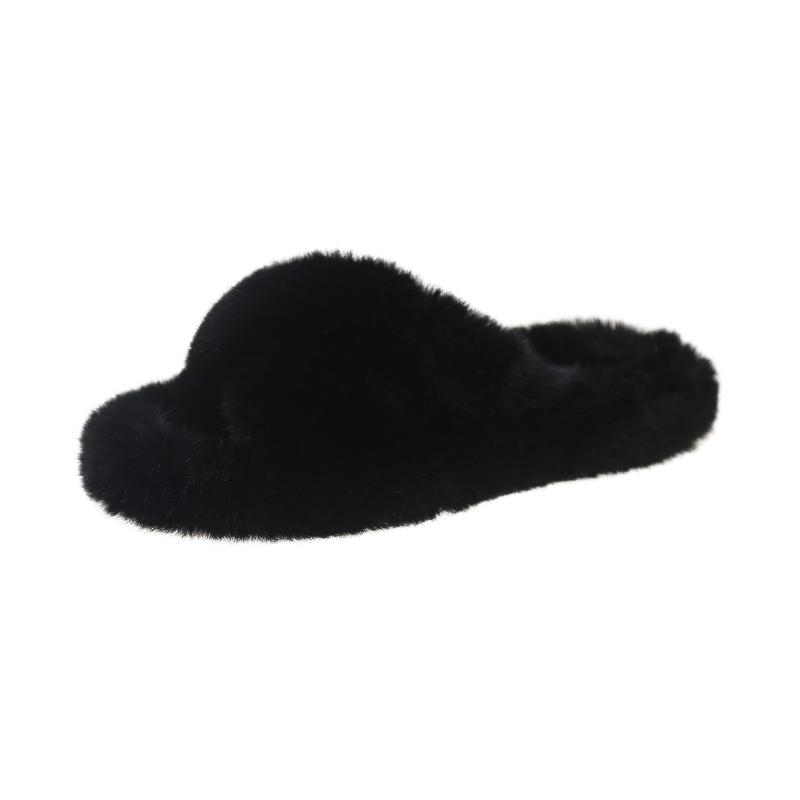 Fashion 2025 New Women Furry Fur Slippers Soft Faux Fur Slides Ladies Plush House Slippers Open Toe Flat Sandals Fluffy Warm Shoes