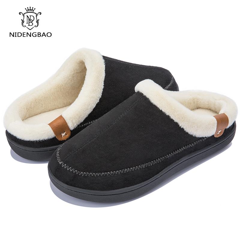 Fashion Home Men Slippers Winter Plush Warm Shoes Men Casual Flat House Indoor Bedroom Cotton Slides Comfort Slippers Men